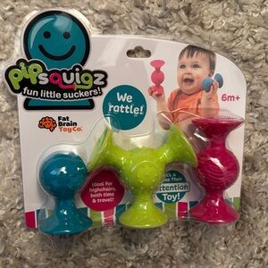 NWT Fat Brain Toys PipSquigz 3-Pack Sensory Suction Rattles - Blue, Green, Pink